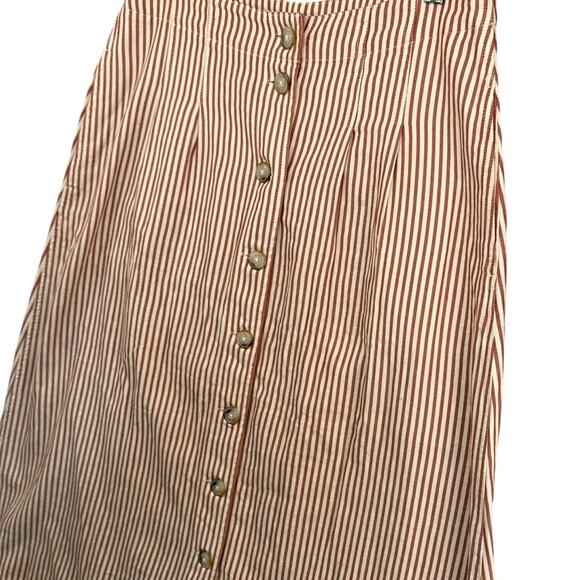 Madewell Clay Stripe Patio Button-Front Midi Skirt Women 10 - Picture 2 of 8